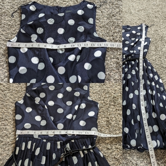 Adrianna Papell blue white sleeveless polka dot fit & flare dress 2 - Picture 10 of 10